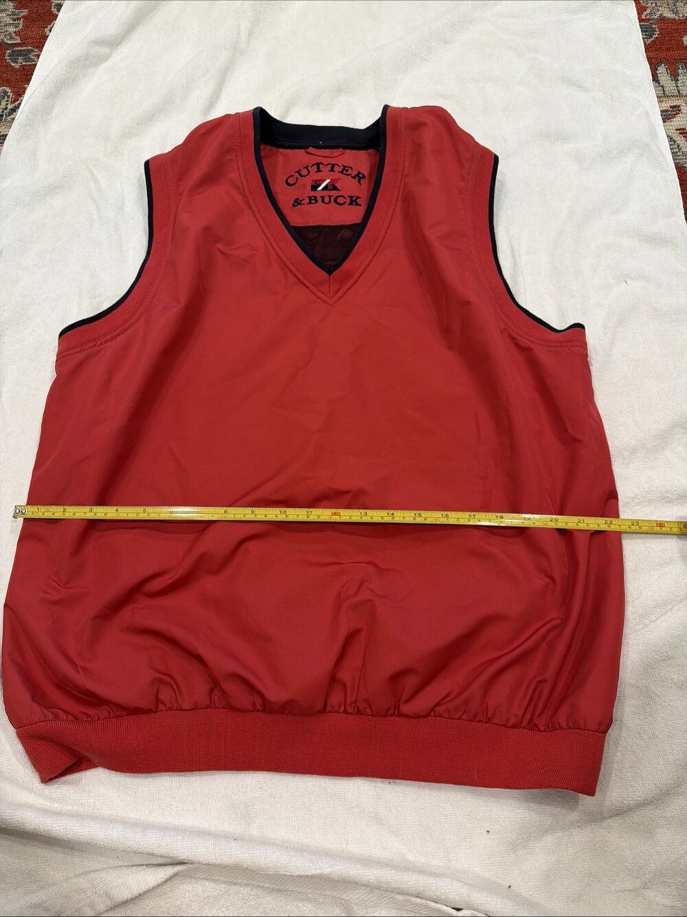 Cutter & Buck Vest Mens Large Red Mesh Lined Contrast Trim Windbreaker Golfcore